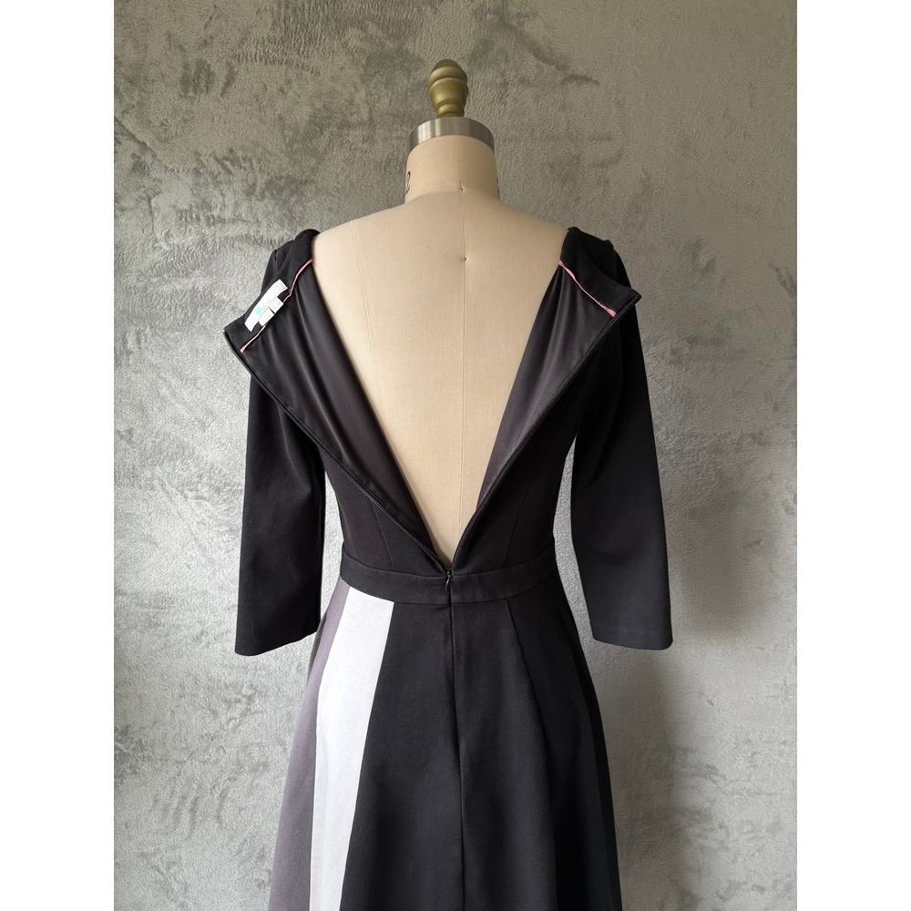 Boden Dress 6 Black Colorblock Fit Flare Mod Professional Office Retro Stretchy - Picture 10 of 13